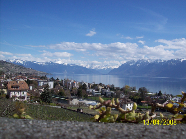 Utsikten från Pully i Schweiz.